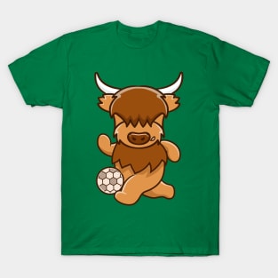 Highland cow as a soccer player T-Shirt